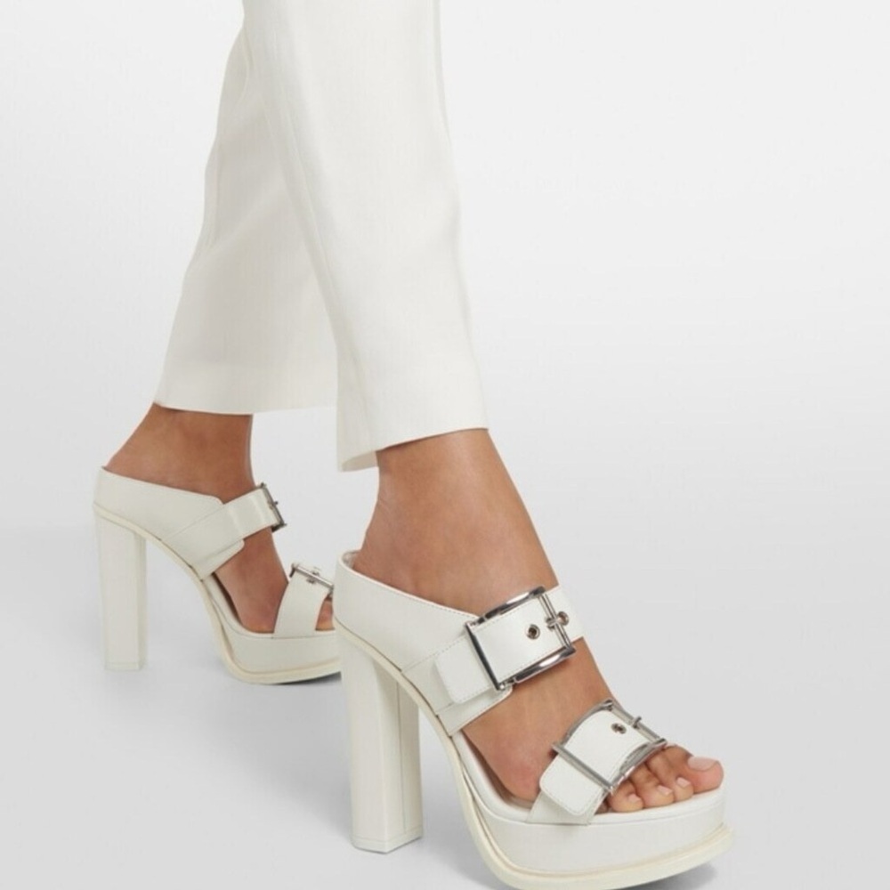 Alexander McQueen platform S.Leath boxcar leather mule slides $1290 size 37